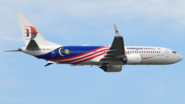 9M-MVA — - Malaysia Airlines' first Boeing 737-8 MAX performing a flypast (16 Nov 2023) along runway 32L on arrival on its delivery flight BFI-HNL-GUM-KUL