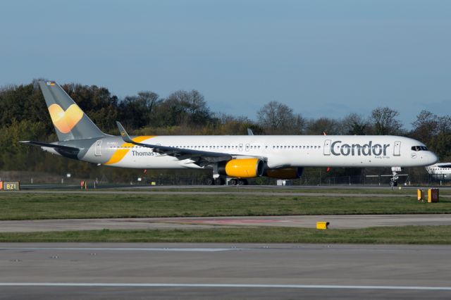 BOEING 757-300 (D-ABOJ) - Just starting the take off roll.