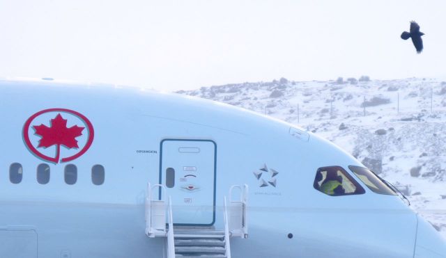 Boeing 787-8 (N8570Y) - In iqaluit, Nunavut for Cold Weather Testing. Arctic Raven Checking out the DreamLiner 