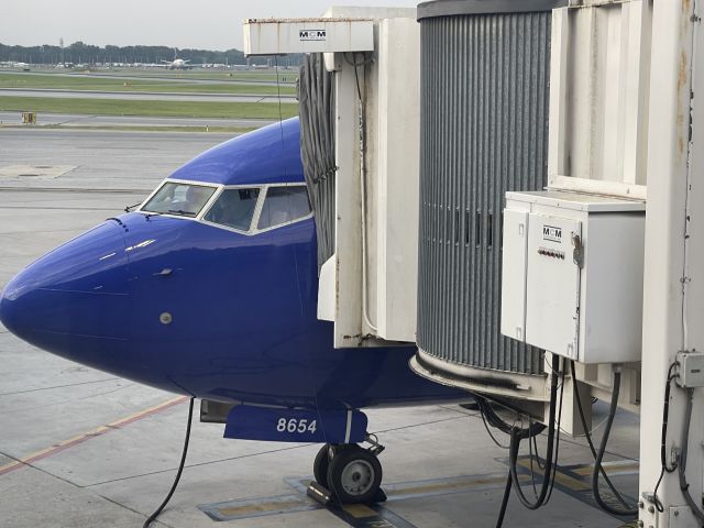 Boeing 737-800 (N8654B) - If you squint you can see the captain and first officer still in the cockpit following SWA3780 Raleigh-Durham to BWI-Thurgood Marshall.