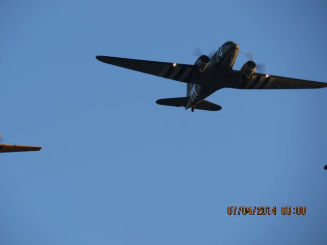 Douglas DC-3 (N4089T) - Duck Creek at Grand Lake Oklahoma small airshow before the biggest fireworks show in the Midwest.