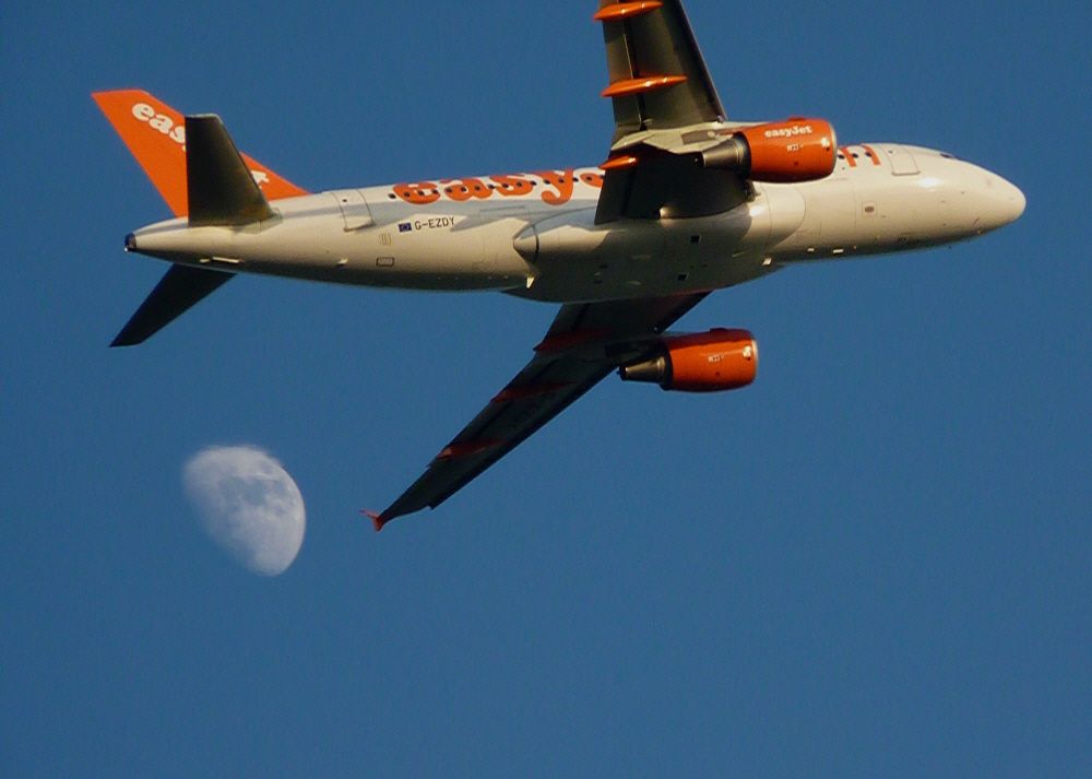 Airbus A319 (G-EZDY) - Over the moon!