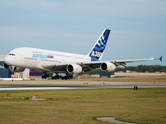 Airbus A380-800 (F-WWEA) - "Airbus 202 Super" arriving in Cincinnati.