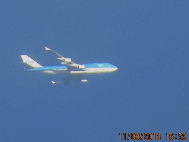 Boeing 747-400 (PH-BFP) - Korean Airlines flight 685 from Amsterdam to Mexico City over Southeastern Kansas at 36,000 feet.