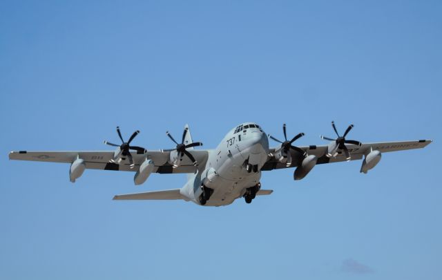 Lockheed C-130 Hercules (16-5737) - USA marine corps Lockheed Martin C130J departing St Maarten on another mission! 