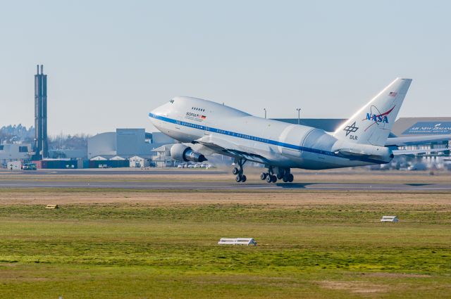 BOEING 747SP (N747NA) - SOFIA just airborne off Runway 02 for a long flight northward to Palmdale CA via Honolulu Hawaii. 