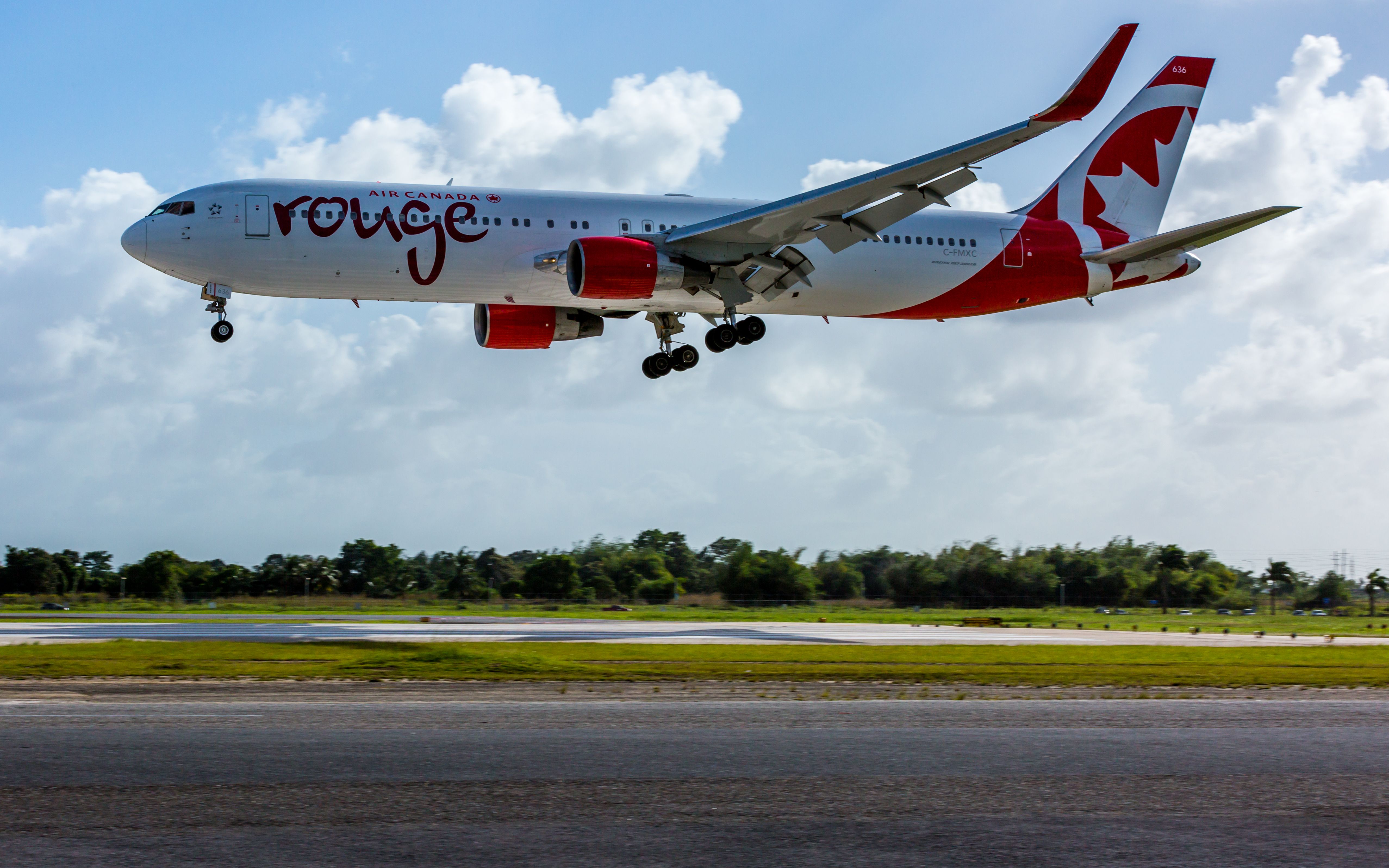 BOEING 767-300 (C-FMXC) - Air Canada Rouges inaugural flight from CYYZ to TTPP on December 20th 2016.