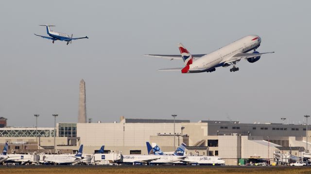 Boeing 777-200 — - 33L departure, 33R arrival