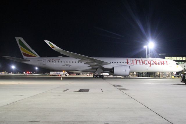 Airbus A350-1000 (ET-BAY) - Parked on Stand 247 on 7-Jan-25 prior to operating flight ETH701 to HAAB on its first visit to EGLL.