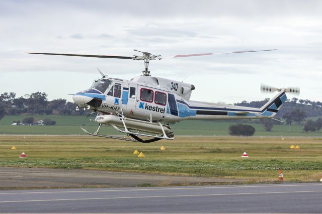 Bell VH-1 (VH-KHY) - Kestrel (VH-KHY) Bell 212 departing Wagga Wagga Airport.