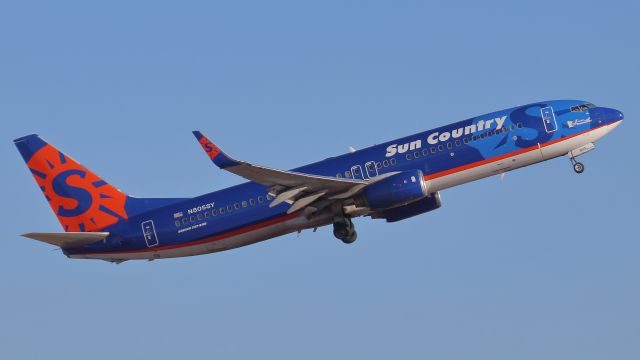 Boeing 737-700 (N805SY) - December 2, 2018, Nashville, TN -- Departing off runway 20R.  This photo was taken at the OBS Lot.