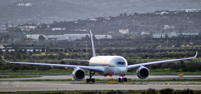 Airbus A350-900 (A7-ALG) - Qatars A350 taxiing to parking position after landing in Athens/LGAV runway 21R