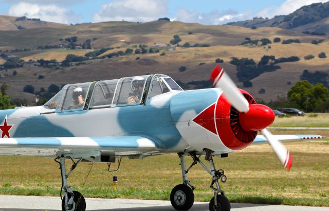 YAKOVLEV Yak-52 (N52KF) - Yak 52 taxing out for a formation flight at the San Martin Airport. Thanks for the wave!!!