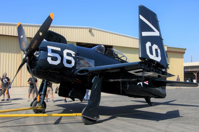 N3025 — - The Planes of Fame Air Museum's newly restored F8F-2 Bearcat, a combination of multiple different airframes, is pulled out for its first public demonstration flight.