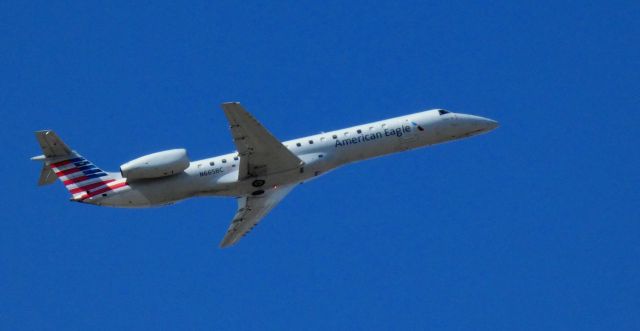 Embraer ERJ-145 (N665BC) - Shortly after departure is this 2004 American Airlines Eagle Embraer 145LR in the Spring of 2021.