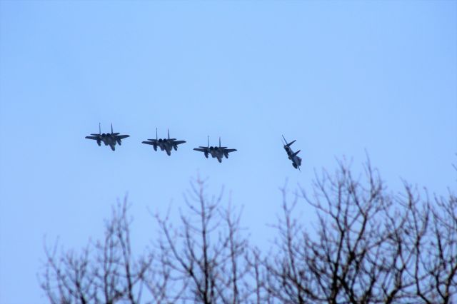 McDonnell Douglas F-15 Eagle — - On the overhead break to landing at Volk Field WI