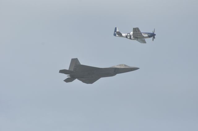 — — - Raptor and Mustang at Cocoa Beach Air Show.