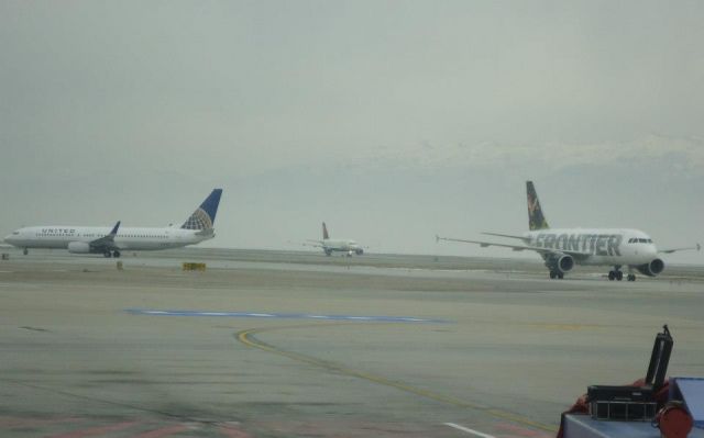 — — - Salt Lake City - 3 different airlines (United, Delta, and Frontier) in one shot.