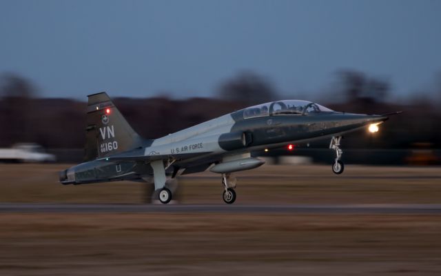 Northrop T-38 Talon (N68160) - Air Force T-38 68-160, from the 25th FTS at Vance AFB, lands at KEFD on a cross country training mission 11 Feb 2022