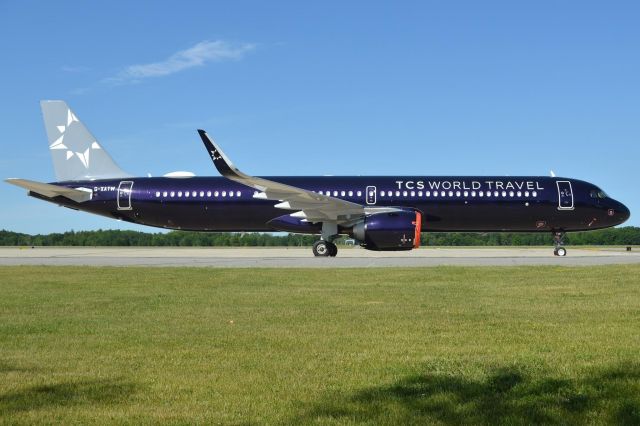 Airbus A321neo (G-XATW) - TCS World Travel A321 Neo resting on the ramp at pease 