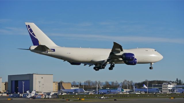 BOEING 747-8 (N770BA) - BOE573 on final to Rwy 16R to complete a flight test on 11/21/13. (LN:1437 cn 37564).