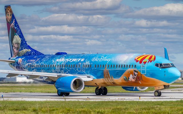 Boeing 737-800 (C-GWSV) - WJA715 (in Frozen livery) waiting to enter runway 06L and takeoff for Vancouver