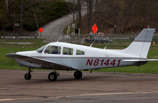 Piper Cherokee (N81441) - Departure RW35. The charter and training fleet at Arrow aviation, phone (203) 7781150.