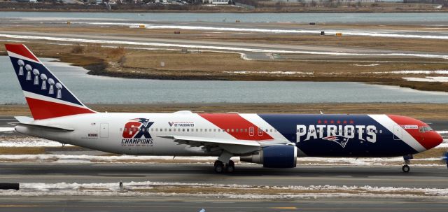 BOEING 767-300 (N36NE) - Eastern 7751 Heavy bringing The Kraft Family and 75 Health Care Workers to the Super Bowl as a Thank you 