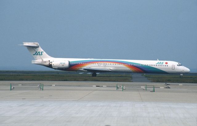 McDonnell Douglas MD-90 (JA004D) - Taxing at Tokyo-Haneda Intl Airport on 2003/05/24 " No7 Kurosawa c/s "