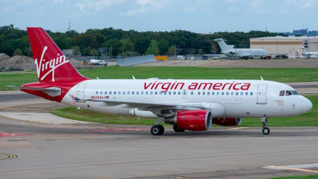 Airbus A319 (N529VA) - Named "moodlights, camera, action". Still flying in Virgin America colors when this picture was taken, October 7, 2018.