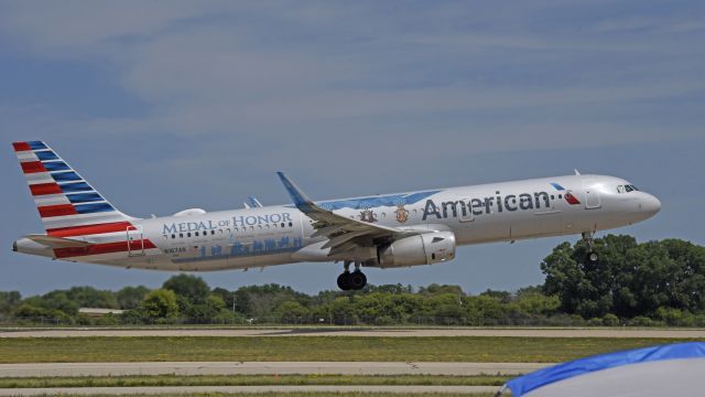 Airbus A321 (N167AN) - Departing AirVenture on runway 18R