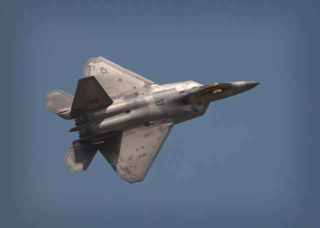 Lockheed F-22 Raptor — - The F-22 Raptor makes a pass above Offutt AFB