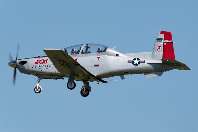 Raytheon Texan 2 (01-3603) - This T-6A Texan II of the 47th FTW out of Laughlin AFB sports the paint job of legendary "triple ace" Brigadier General Robin Olds' P-51 Mustang from World War II.