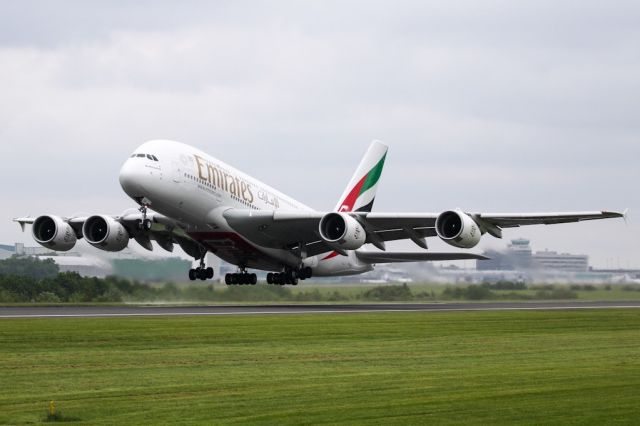 Airbus A380-800 (A6-EOR) - EK22 departing on the flight back to Dubai.