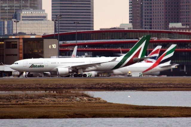 Airbus A330-200 (EI-EJM) - ITY Airways A332 still in Alitalia colors departing BOS for Italy on 3/23/22. 