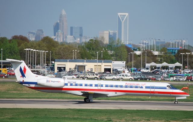 Embraer ERJ-145 (N671AE) - Rolling 18C at KCLT - 4/4/10