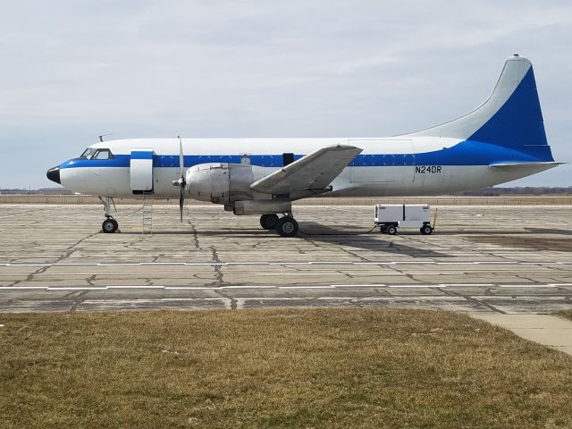 CONVAIR CV-340 Convairliner (N24DR) - This old workhorse is nearly as old as the Willow Run airport that its visiting. vintage 1957