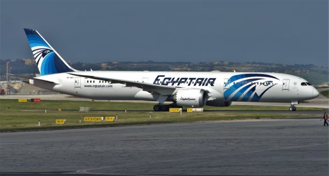 Boeing 787-9 Dreamliner (SU-GEV) - Seen taxiing to stand on Apron9 ... On landing RW31 inbound HECA