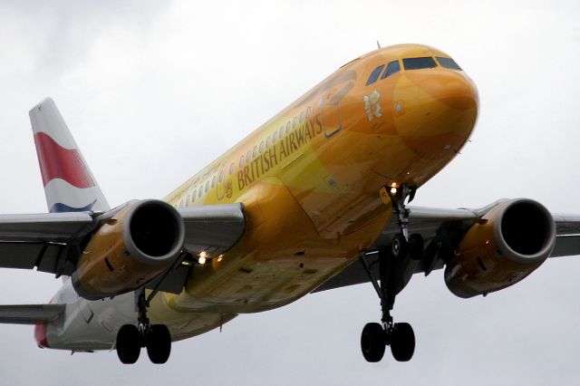 Airbus A319 (G-EUPC) - Arriving with the Olympic Flame At Southampton Airport from the Channel Islands before departing for Heathrow.