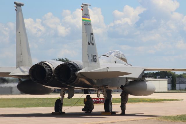 McDonnell Douglas F-15 Eagle (AFR86166) - Show Center Departure before Sunday AirVenture Air Show.br /br /Getting to be a Vintage Jet