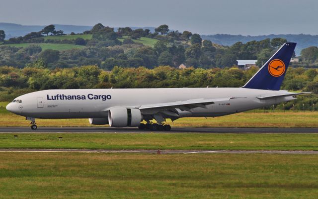 D-ALFA — - lufthansa cargo b777f d-alfa landing at shannon 18/8/14.