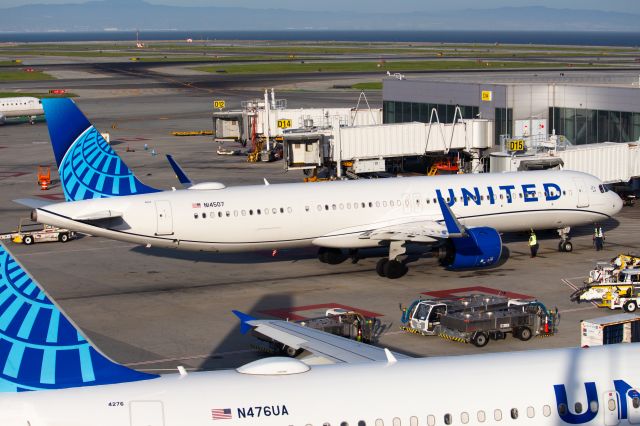 Airbus A321neo (N14507) - Just pulled into the gate.
