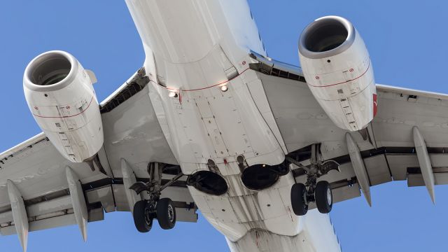 Boeing 737-800 — - Close up detail of B738, main landing gear and CFM engines.