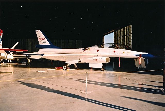 Lockheed F-16 Fighting Falcon (NASA848) - NASA F-16XL on display at the Edwars AFB Open House and Air Show 10-18-1997