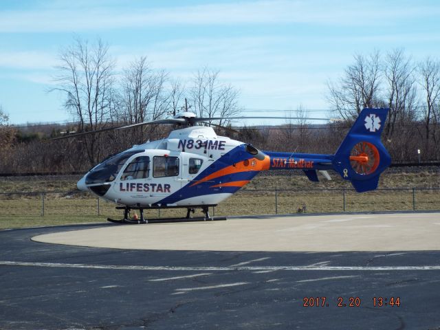 Eurocopter EC-635 (N831ME) - N831ME - 2006 Ec-135 T2+. Filmed at MedEvac 17 Winter base at 7205 Buffalo Road, Harborcreek, PA 16421. Filmed on Feb 20, 2017.