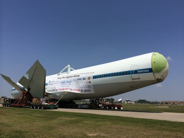 N905NA — - NASA Shuttle Carrier Aircraft (SCA) N905NA ready for transport from Ellington Field to Space Center Houston (2014-04-24)