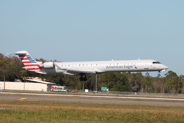 Canadair Regional Jet CRJ-900 (N606NN) - American Flight 5576 arrives on Runway 6 at Southwest Florida International Airport following flight from Reagan National Airport (12/13/24)
