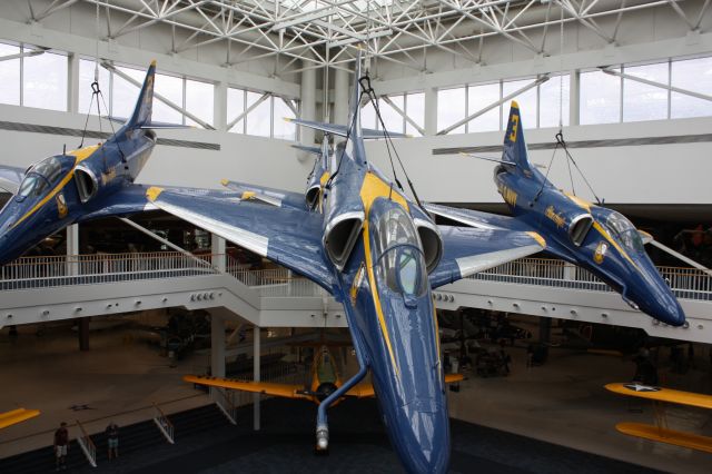 — — - Previous generation Blue Angels aircraft. Naval Air Museum, Pensacola