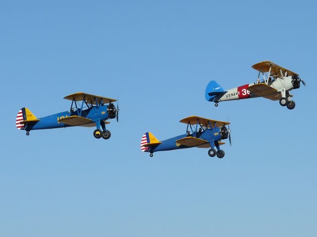 Boeing PT-17 Kaydet (N47964) - 1-1-2009: Trio of Stearmans departing Deer Valley.