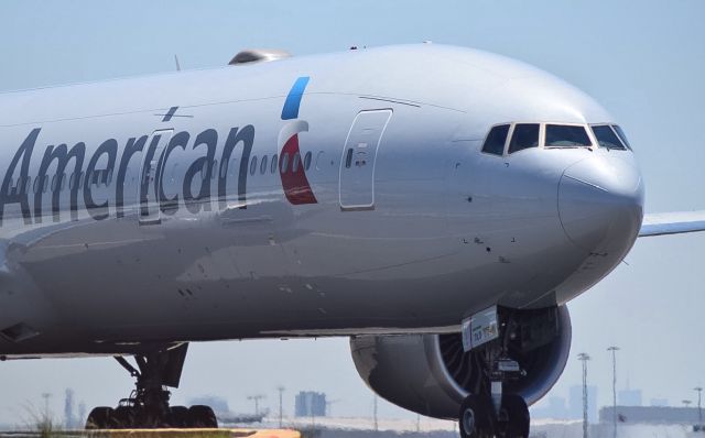 BOEING 777-300ER (N720AN) - Inaugural departure of American Airlines 777 at Sydney Kingsford Smith Intl